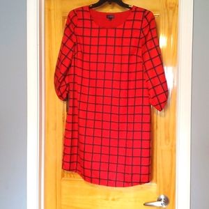 Red & Navy Plaid Shift Dress